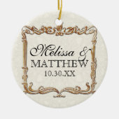 Ornement Rond En Céramique Gatsby Art Déco Nouveau dentelle Faux Gold Tulip (Devant)