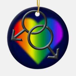 Ornement Rond En Céramique Gay pride Ornament Personnalisé Homme Amour Cadeau