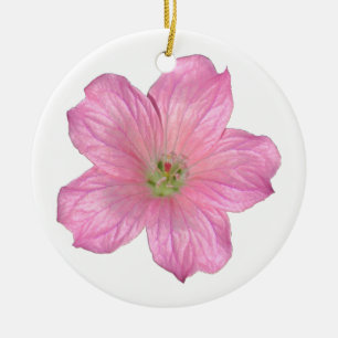Ornement Rond En Céramique Géranium rose