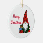 Ornement Rond En Céramique Gnome de Noël (Droite)