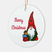 Ornement Rond En Céramique Gnome de Noël (Gauche)
