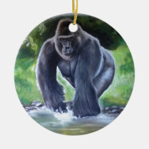 Ornement Rond En Céramique Gorille de Silverback