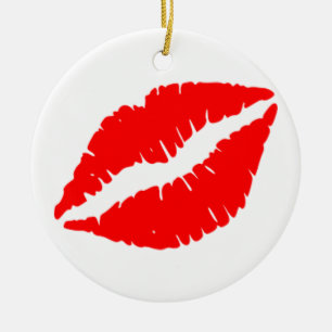 ORNEMENT ROND EN CÉRAMIQUE GRAND, GRAND ET GRAND LIPS ROUGE EN RUBY ORNAMENT
