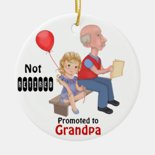 Ornement Rond En Céramique Grand-père promu à la retraite - Personnaliser de