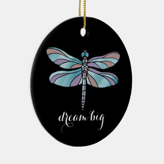 Ornement Rond En Céramique Grande libellule rêveuse (Droite)