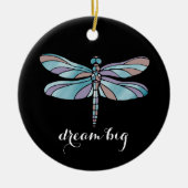 Ornement Rond En Céramique Grande libellule rêveuse (Devant)
