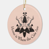 Ornement Rond En Céramique Graphique en silhouette de chats et de chats (Gauche)