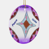 Ornement Rond En Céramique "Gratitude Peace Love Unite" Mandala Art Imprimer (Droite)
