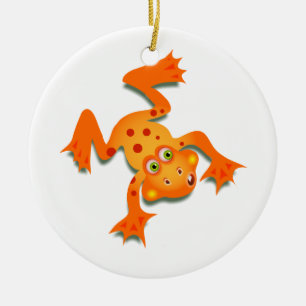 Ornement Rond En Céramique Grenouille orange