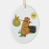 Ornement Rond En Céramique Groundhog fonctionne loin (Droite)