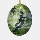 Ornement Rond En Céramique Halloween Witch et Spider (Droite)