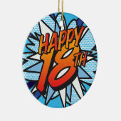 Ornement Rond En Céramique HAPPY 18TH Fun Retro Comic Book (Droite)