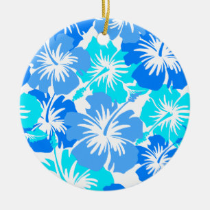 Ornement Rond En Céramique Hibiscus Hawaiian Floral Aloha Chemise Imprimer