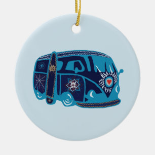 Ornement Rond En Céramique Hippie Van Ornament