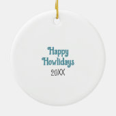 Ornement Rond En Céramique Hiver Fun Frontière de vacances Collie Chien avec (Dos)