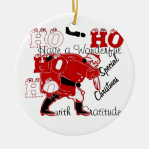 Ornement Rond En Céramique HO HO J'ai un merveilleux Noël avec gratitude