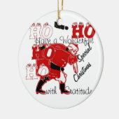 Ornement Rond En Céramique HO HO J'ai un merveilleux Noël avec gratitude (Gauche)