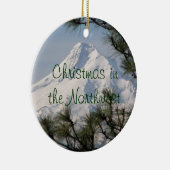 Ornement Rond En Céramique Holiday Pacific Northwest Mount Hood (Droite)