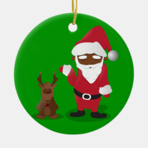 Ornement Rond En Céramique Homeboys de Joyeux Noël : Père Noël et Blingin