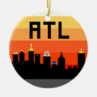 Ornement Rond En Céramique Horizon à 8 bits ATL d'Atlanta