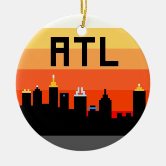 Ornement Rond En Céramique Horizon à 8 bits ATL d'Atlanta (Devant)