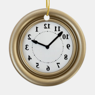 Ornement Rond En Céramique Horloge de lapin blanc drôle