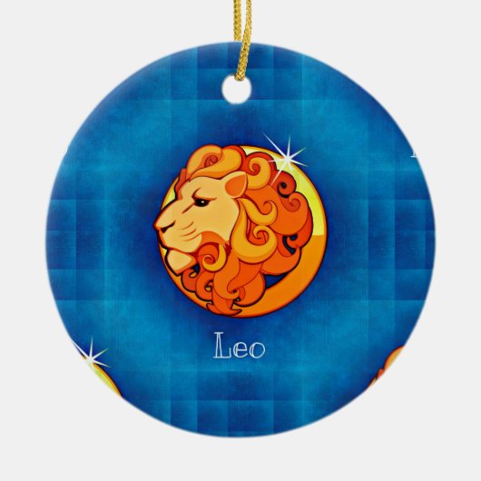 Ornement Rond En Céramique horoscope leo (Devant)