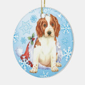 Ornement Rond En Céramique Howlidays heureux Welshie (Gauche)