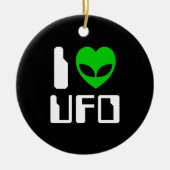 Ornement Rond En Céramique I Alien Heart UFO (Devant)