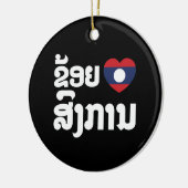 Ornement Rond En Céramique I Heart (love) Songkan Laotian Language (Gauche)