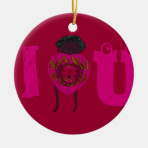 Ornement Rond En Céramique I Heart You Nakupenda Sana Heureuse Sainte-Valenti