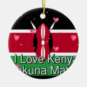 Ornement Rond En Céramique I Love Kenya et "Hakuna Matata" Art Print