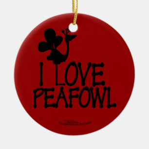 Ornement Rond En Céramique I Love Paon silhouette