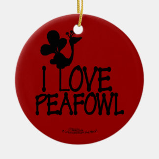Ornement Rond En Céramique I Love Paon silhouette