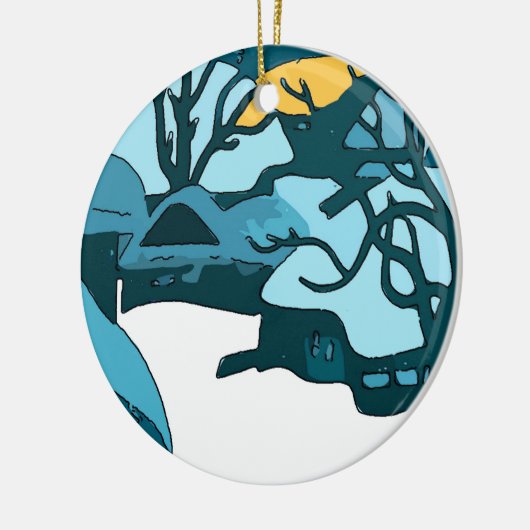 Ornement Rond En Céramique Impression de la lune de neige japonaise (Gauche)