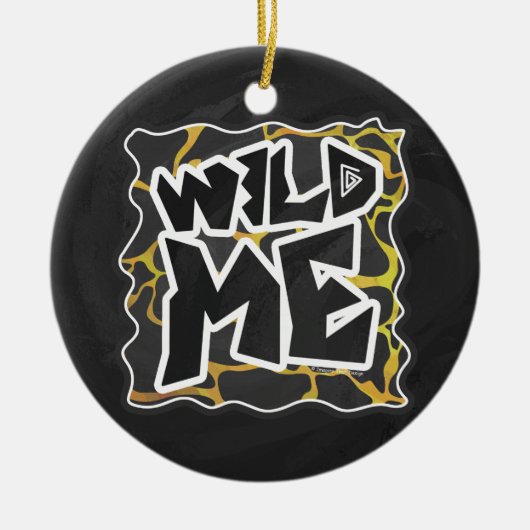 Ornement Rond En Céramique Impression Giraffe noir et jaune (Devant)