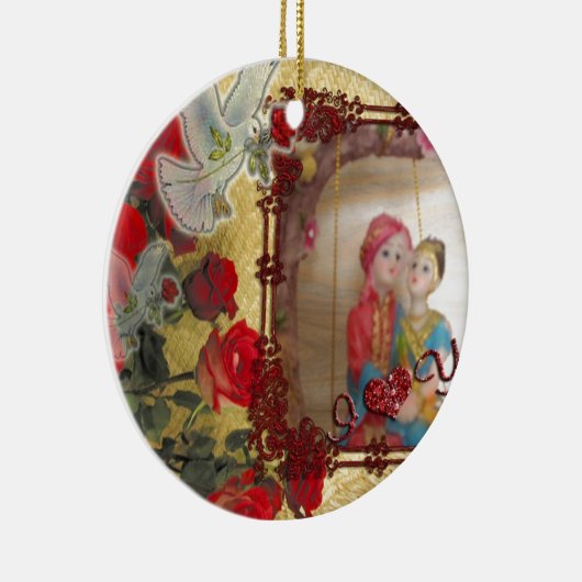 Ornement Rond En Céramique Imprimer mariage Doll Portrait Graphique (Droite)