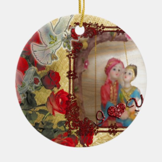 Ornement Rond En Céramique Imprimer mariage Doll Portrait Graphique (Devant)