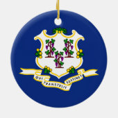 Ornement Rond En Céramique Indicateur d'état Connecticut (Dos)
