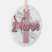 Ornement Rond En Céramique Infirmière rose de croix/remous (Droite)