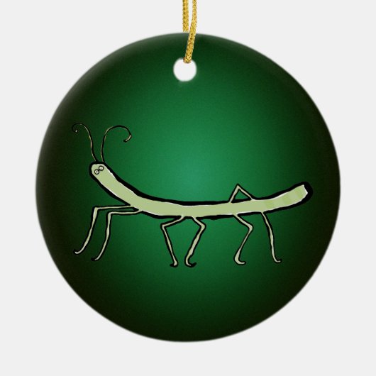 Ornement Rond En Céramique insecte de bâton vert (Devant)