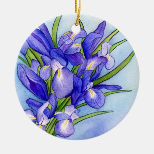 Ornement Rond En Céramique Iris Bouquet Flower Art Peinture Ornament Pendenti (Devant)
