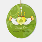 Ornement Rond En Céramique Irish Claddagh Ring Mariage Newlyweds Photo (Gauche)