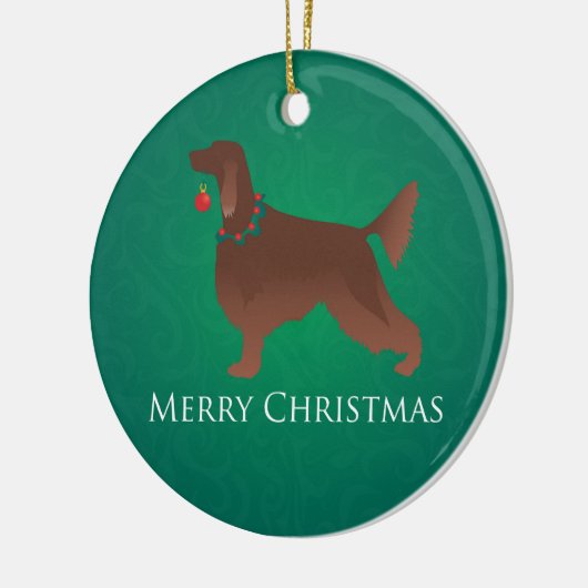 Ornement Rond En Céramique Irish Setter Chien Joyeux Noël Design (Gauche)