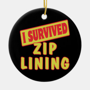 ORNEMENT ROND EN CÉRAMIQUE J'AI SURVÉCU À ZIP LINING