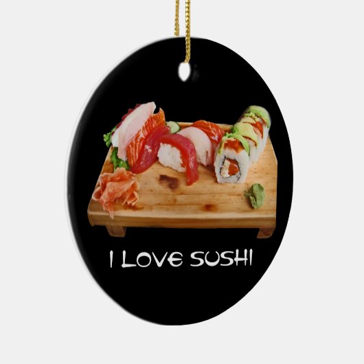 Ornement Rond En Céramique J'aime des sushi (Droite)