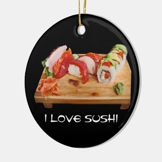 Ornement Rond En Céramique J'aime des sushi (Gauche)