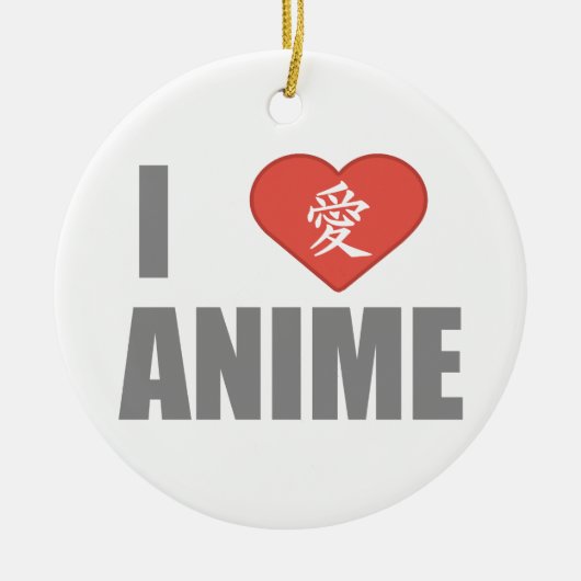 Ornement Rond En Céramique J'aime l'Anime (Devant)