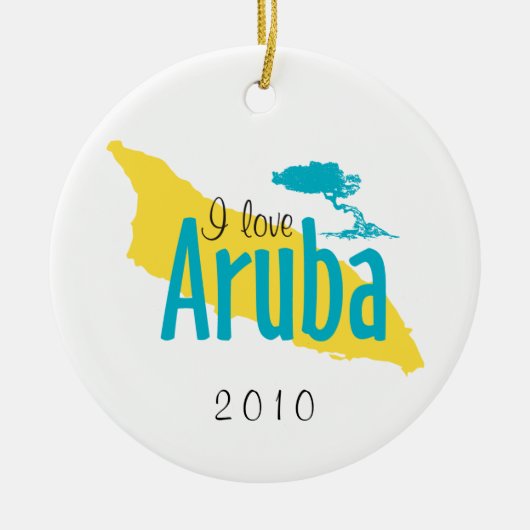 Ornement Rond En Céramique J'aime l'ornement d'Aruba (Devant)