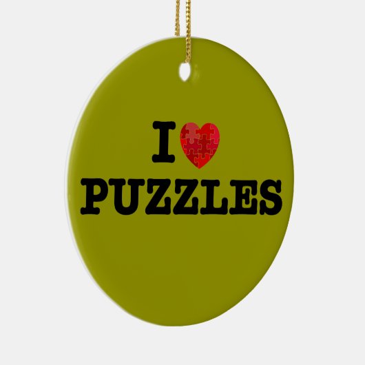 Ornement Rond En Céramique J'aime l'ornement de puzzles (Droite)